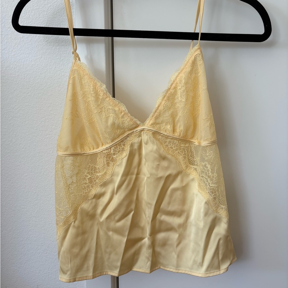 Butter yellow lace top